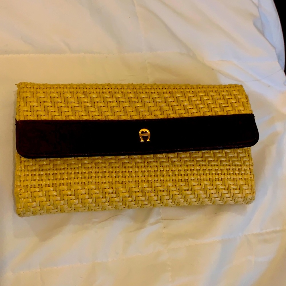 Etienne Aigner brown leather/straw design